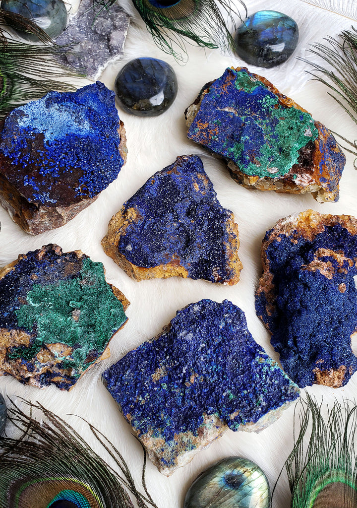 Azurite with Malachite Raw Stones