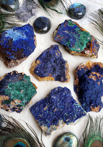 Azurite with Malachite Raw Stones