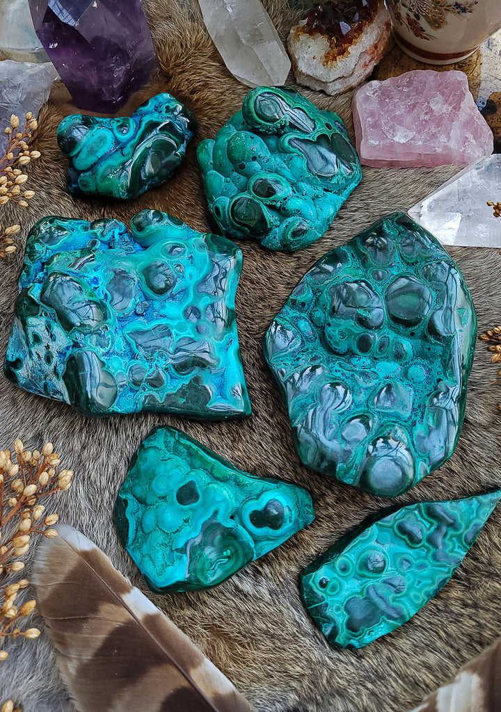 Chrysocolla and Malachite Crystal Free Forms