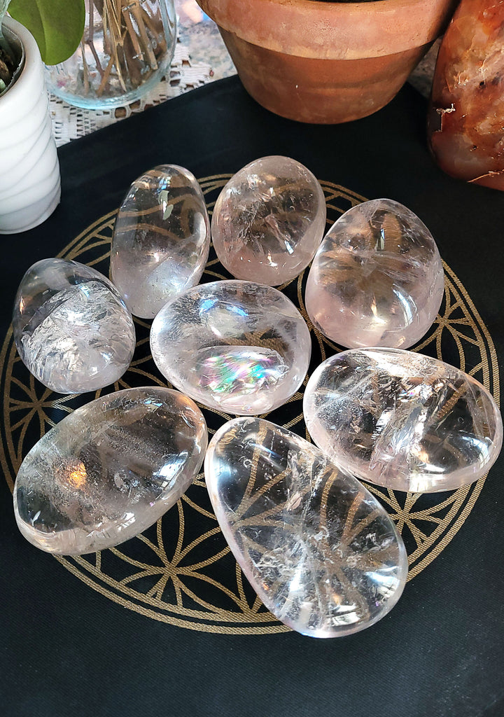 Clear Quartz Pebble Palm Stones