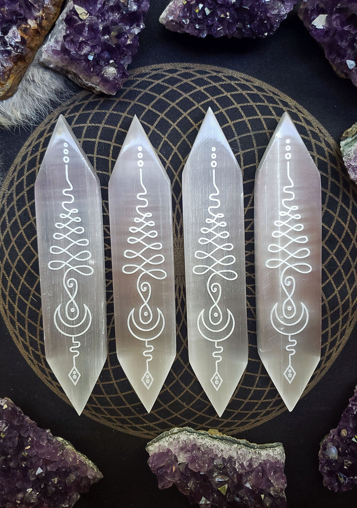 Terminated Luna Unalome Selenite Crystal Slab