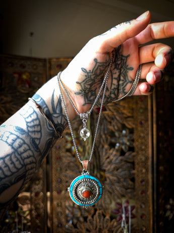 Ornamental Bohemian Amulet Necklaces with Topaz