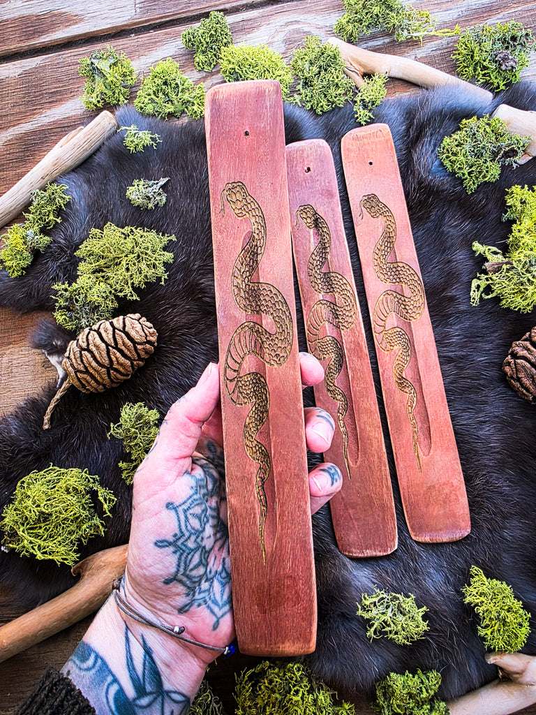 Engraved Wooden Incense Holder