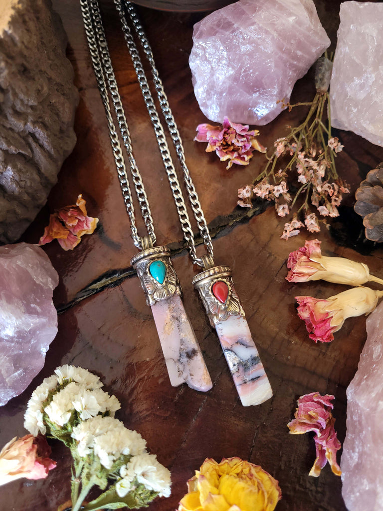 Pink Opal Amulet Necklaces