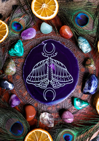 Agate Slice - Purple Moth Moons