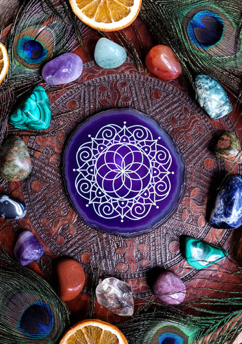 Agate Slice - Purple Dreamcatcher Mandala