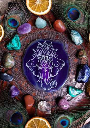 Agate Slice - Purple Ganesha