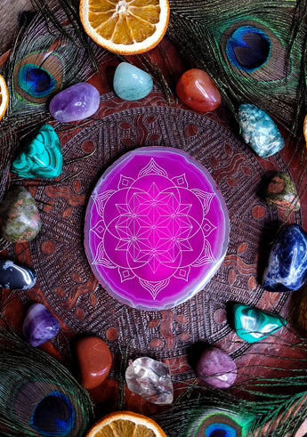 Agate Slice - Pink Mandala Geometry