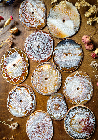 Ever Ascending Mandala Sunset Agate Slices