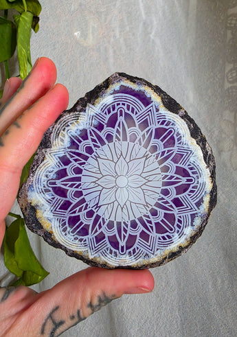 Purple Haze Mandala Agate Slice Crystal