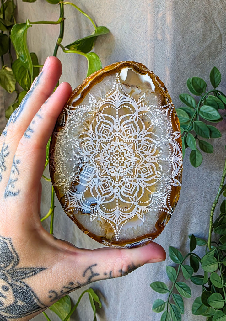 Crystalized Mandala Agate Slice Crystal