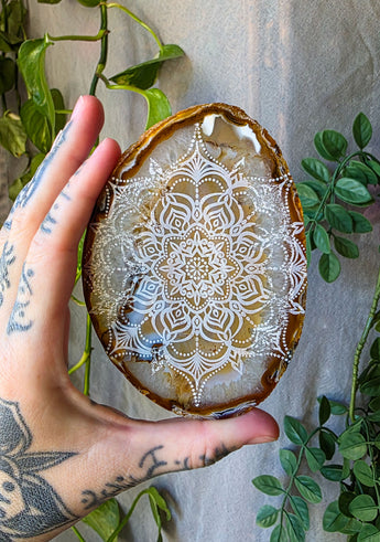 Crystalized Mandala Agate Slice Crystal
