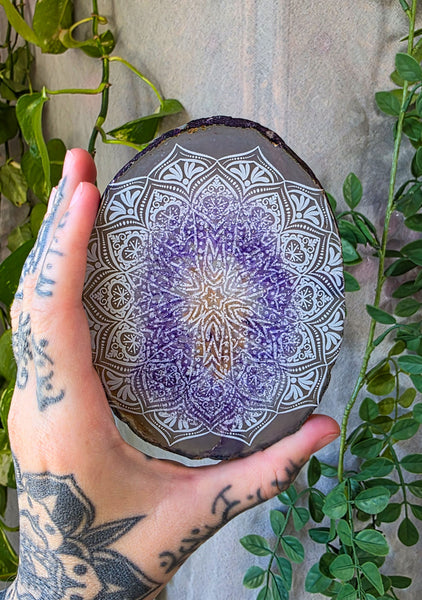 Crystalized Mandala Agate Slice Crystal