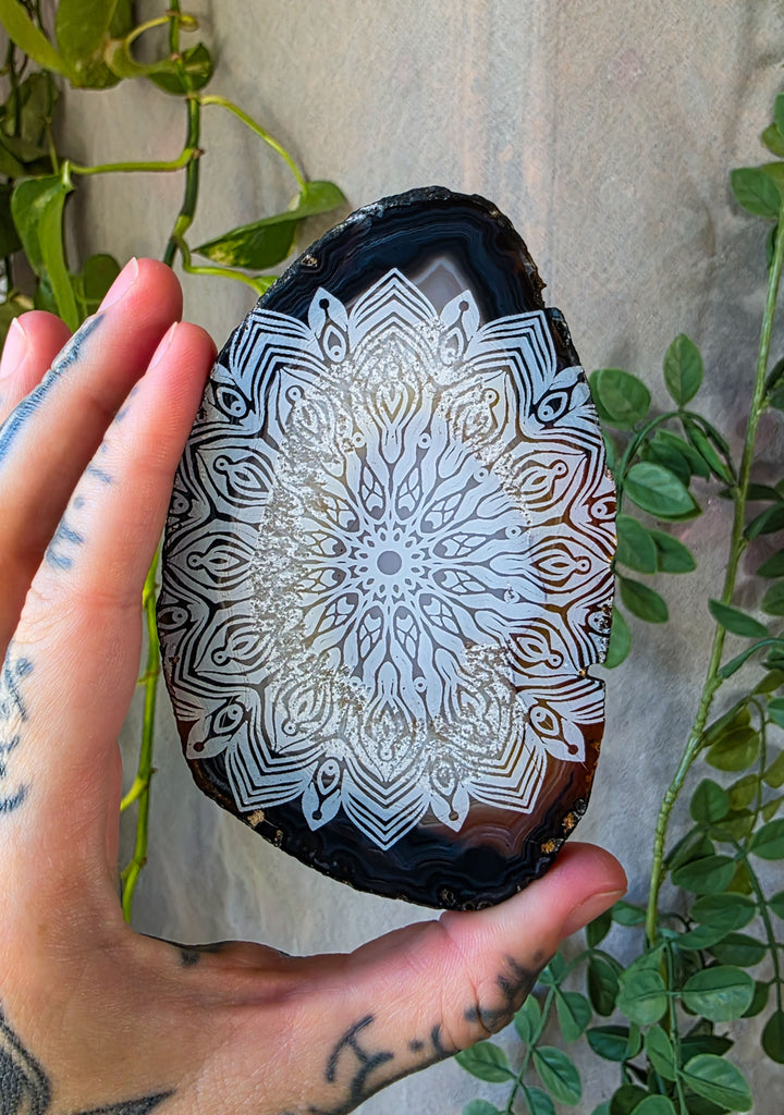 Crystalized Mandala Agate Slice Crystal