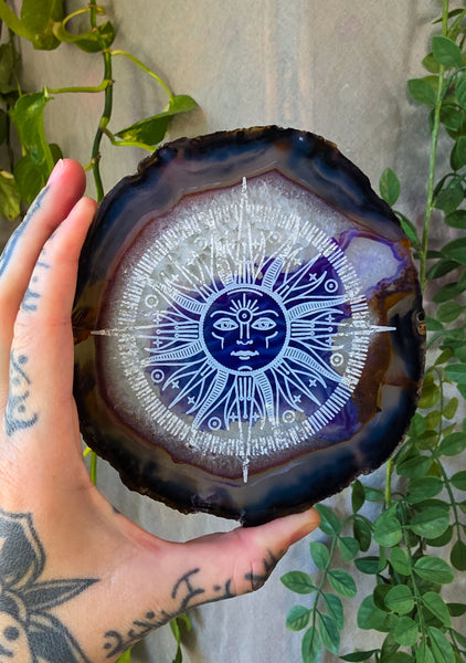 Solar Compass Agate Slice Crystal