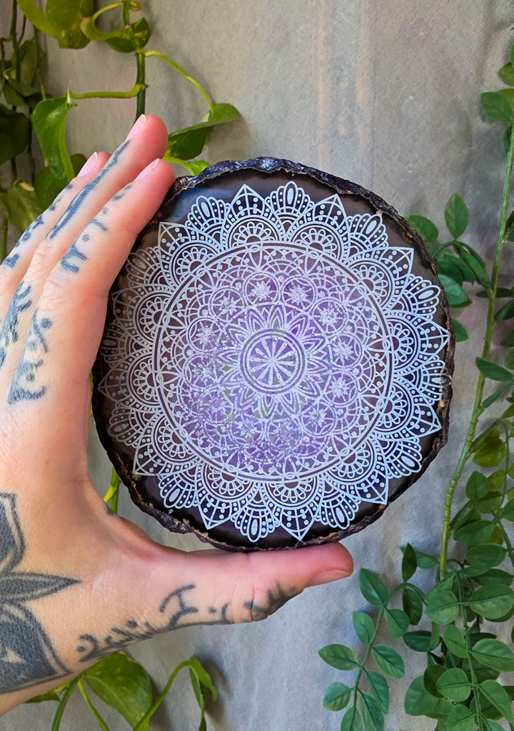 Crystalized Mandala Agate Slice Crystal