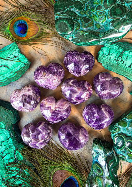 Chevron Amethyst Crystal Hearts