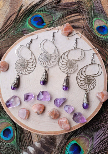 Fibonacci Sequence Ammonite Earrings in Silver