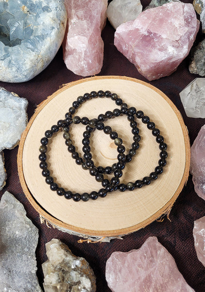 Black Gold Sheen Obsidian Crystal Bracelet