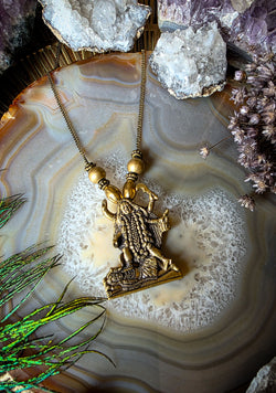 Kali Goddess of Destruction Brass Amulet Necklace