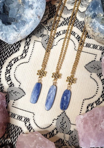 Blue Kyanite Gold Eternity Necklace