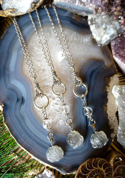 Hand Hanger Labradorite Flower Crystal Necklaces
