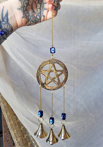 Brass Pentacle Bell Wall Hanging