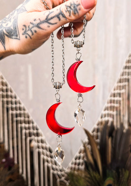 Ruby Moonspell Quartz Crystal Necklace