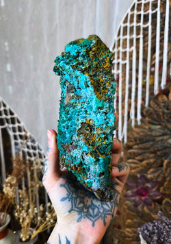 Large Natural Chrysocolla with Malachite Crystal Point