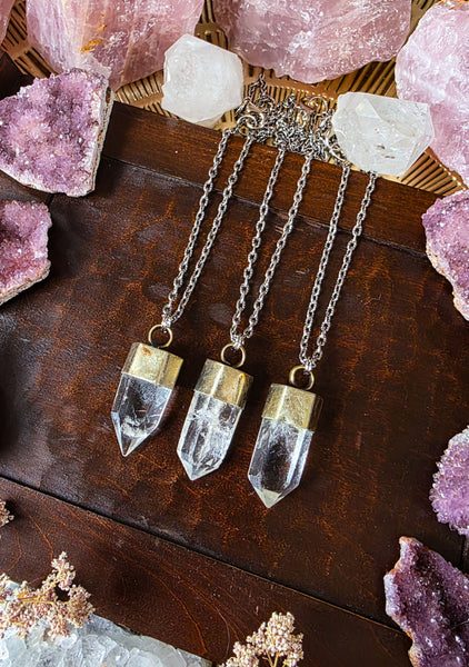 Clear Quartz Crystal Point Necklace