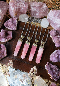Rose Quartz Crystal Point Necklace