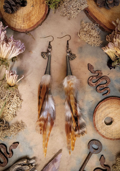 Amber Dawn Feather Earrings