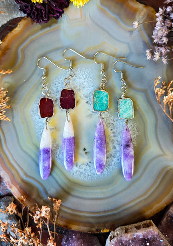 Lepidolite Crystal Earrings