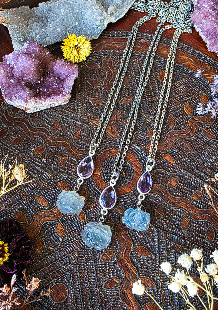 Silver Amethyst Romance Crystal Necklaces