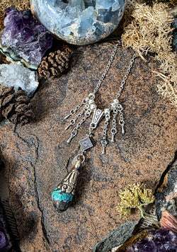 Silver Turquoise Cascades Necklace