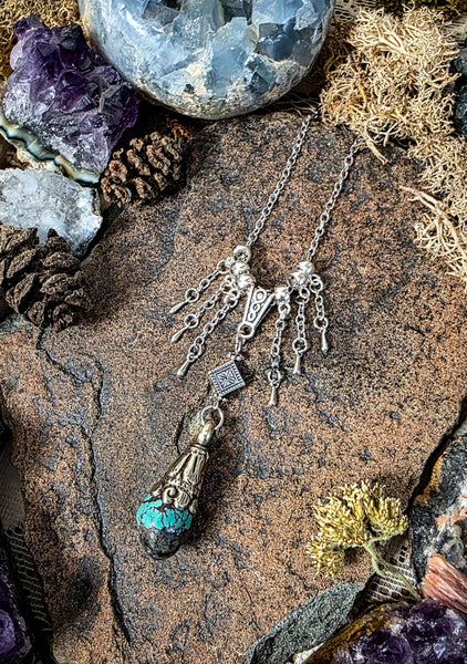 Silver Turquoise Cascades Necklace
