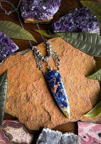 Pointed Sodalite Crystal Amulet Necklace