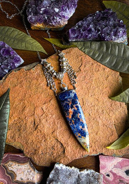 Pointed Sodalite Crystal Amulet Necklace