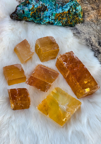 Orange Optical Calcite Crystal Chunks