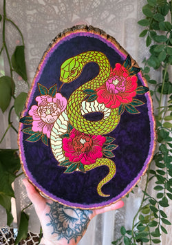 Eden Blooms Painted Wood Slice Plaque