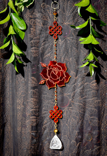 Eternity Ruby Red Rose Mirrored Suncatcher