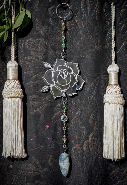 Metallic Silver Rose Mirrored Suncatcher