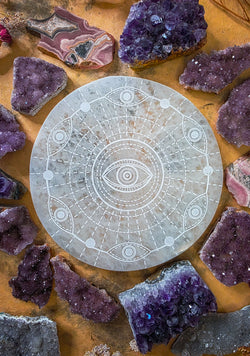 Cosmic Vision Mandala Selenite Crystal Disc