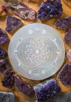 Multiverse Mandala Selenite Crystal Disc