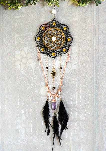 Black and Gold Mandala with Amethyst Statement Choker