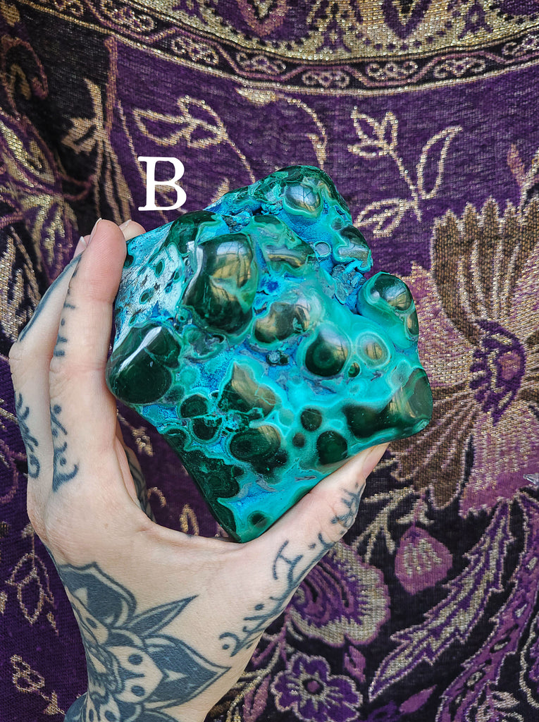 Chrysocolla and Malachite Crystal Free Forms