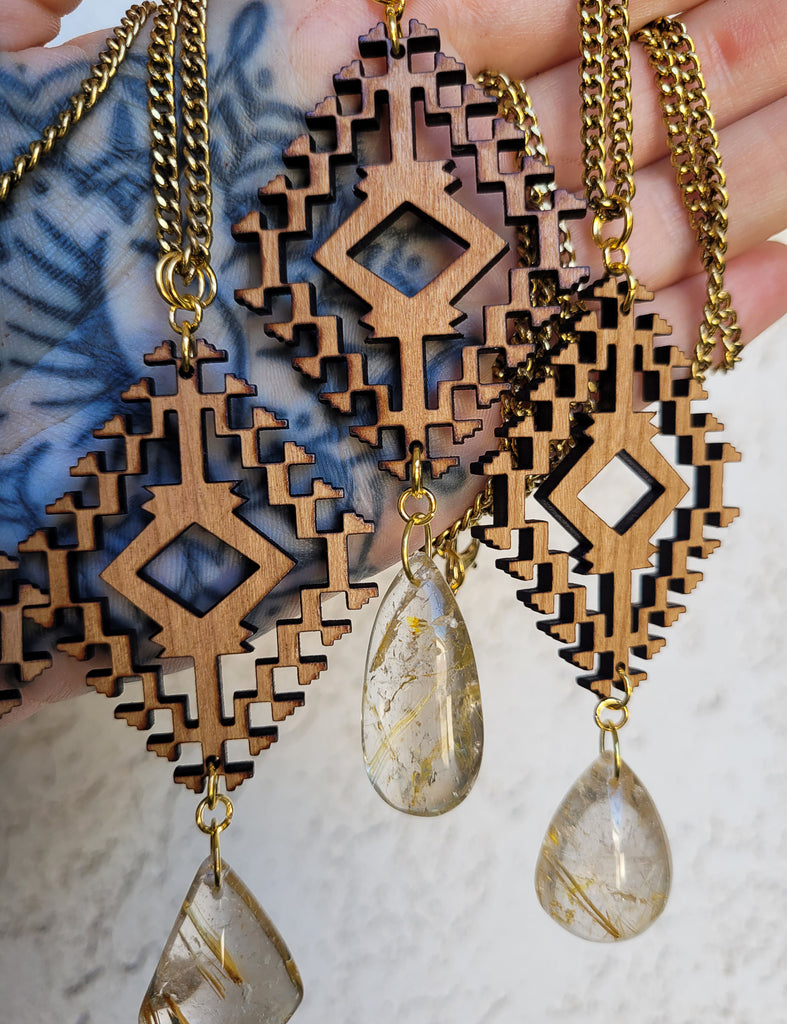 Folk Collective Rutilated Quartz Crystal Necklaces