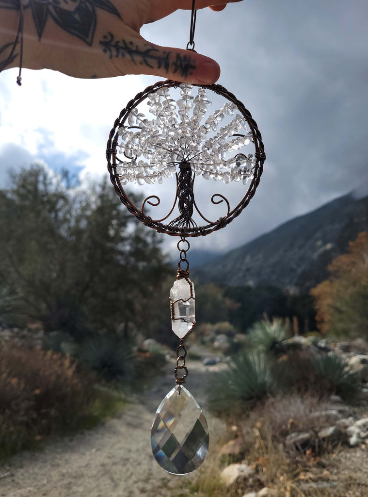 Wire Wrapped Crystal Tree of Life Wall Hanging