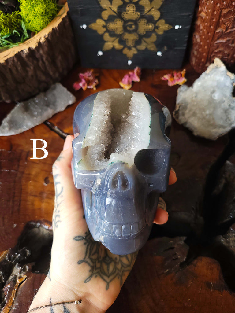 Agate Druzy Crystal Skulls