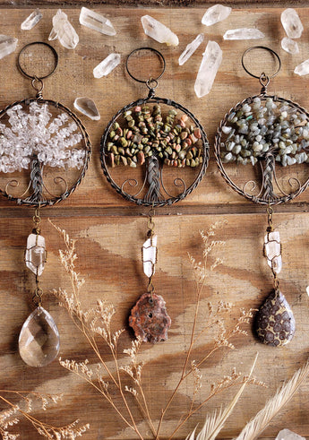 Wire Wrapped Crystal Tree of Life Wall Hanging
